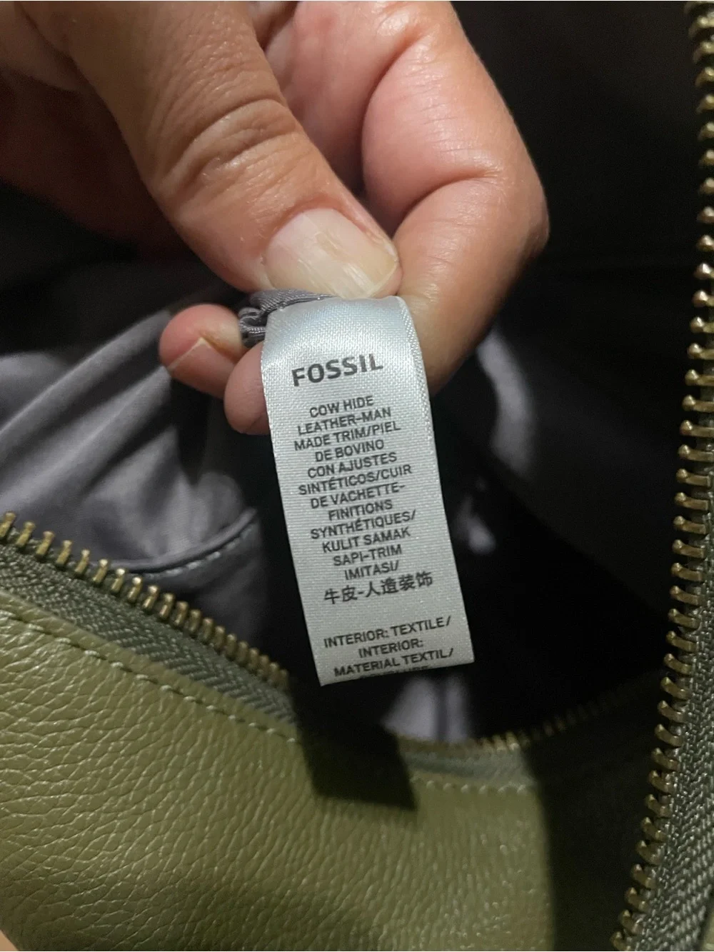 Fossil Talulla Olive Green Leather Hobo Bag Crossbody Shoulder Purse